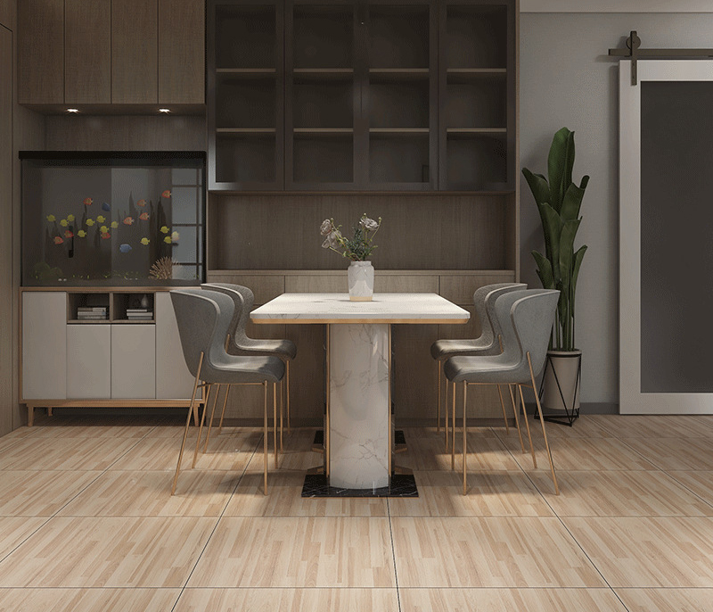 Gạch lát nền giả gỗ 60x60 cm phù hợp cho phòng ăn