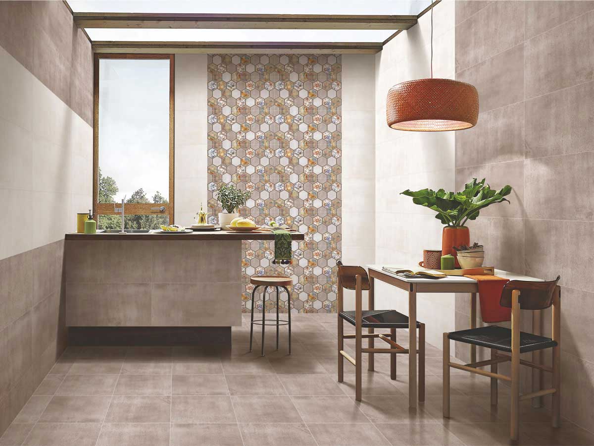 Gạch trang trí mosaic lục giác phòng bếp