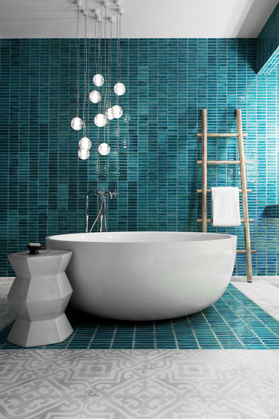 Gạch mosaic chữ nhật ốp lát phòng tắm