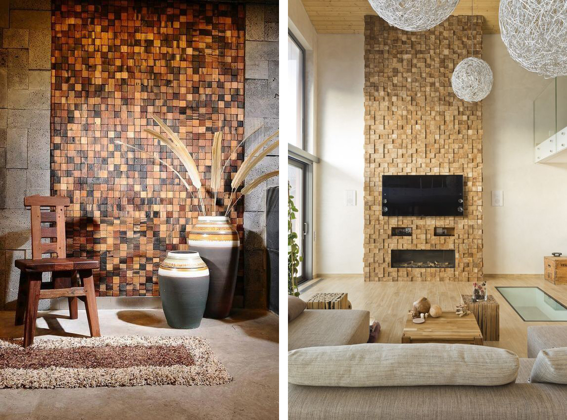 Gạch ốp tường trang trí mosaic phòng khách