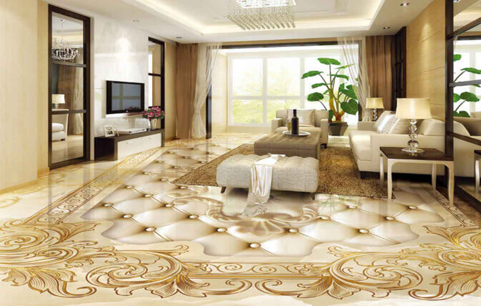 Gạch thảm 3D trang trí phòng khách